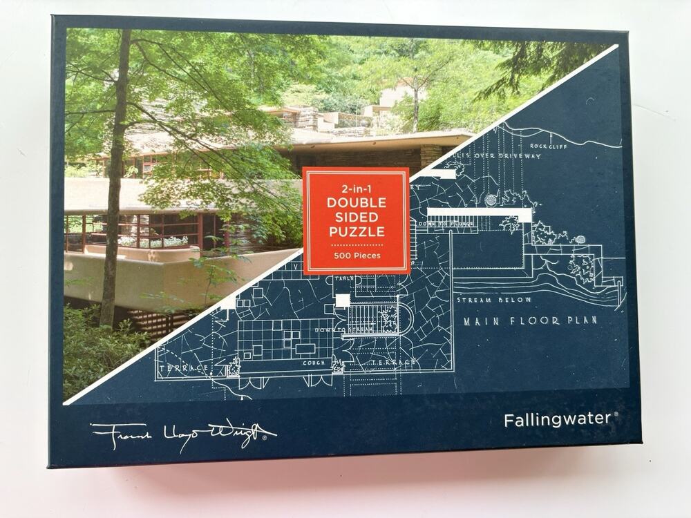 Frank Lloyd Wright Puzzle Falling Water Double Sided 500pc Challenging Art